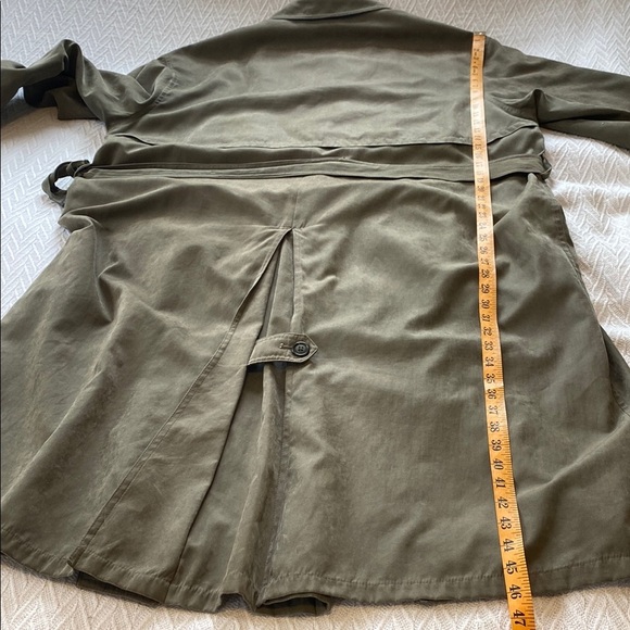 London Fog Men's Olive Army GreenTrench Coat Single Breasted Faux Suede Style - Picture 14 of 16